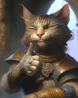 a detailed portrait of cat giving thumbs up illustrator, by justin gerard and greg rutkowski, digital art, realistic painting, dnd, character design, trending on artstation