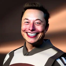 Goofy bucktooth smile on Elon musk