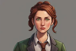 Женщина 40-45 лет с тёплым, но уставшим лицом. Каштановые волосы с проседью, собранные в жёсткий пучок (на службе) или распущенные (дома). Зелёные глаза с острым взглядом, который замечает всё, но смягчается, когда она смотрит на Кристину. Носит практичную одежду – блейзеры, брюки, значок шерифа на лацкане. Стиль стардью Валли