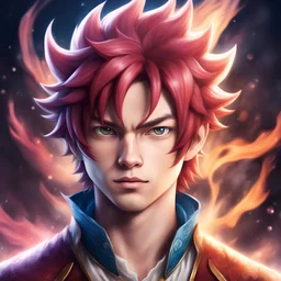 fantasy style portrait of a young man similar to natsu dragneel from fairy tail