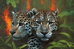 jungle the jaguar is watching on fire