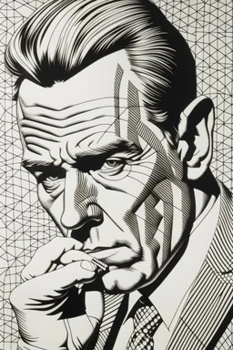 bank bailout chancelor of excheqour pencil draw style of roy lichtenstein