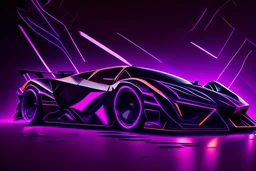 neon black and purple hypermodern car with a geometric design