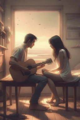 The cover of a song expresses the love of someone who is very far from you and you see him only in your imagination and wait for the day you go to Photorealistic