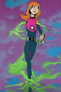 Full body portrait, painting, medium shot lady style of Teen Titans Go