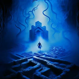 labyrinth and blue fog