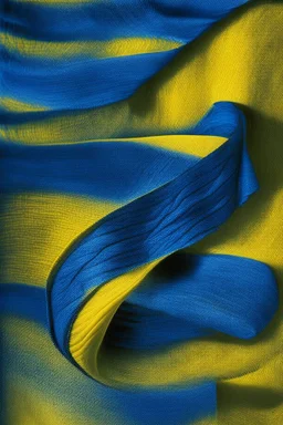 image woven from blue silk and yellow velvet strips