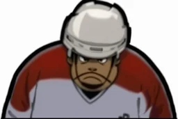 Calvin and Hobbs cartoon of an angry Calvin pouting with head down wearing a hockey helmet, line art cartoon