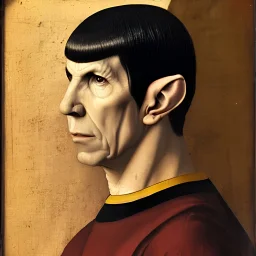 portrait of Spock, with pointed ears, by leonardo da vinci