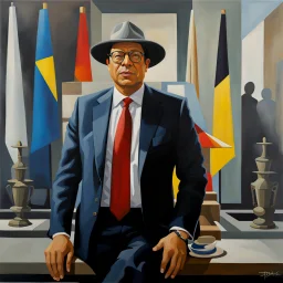 Gustavo Petro president of Colombia with hat oil painting art Bauhaus 8k