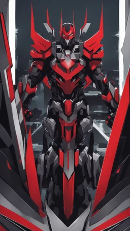 A close picture to Mix between machine and batman in transformers cyborg with black metal and red armor in solo leveling shadow art style with red details detailsis in fantasy world