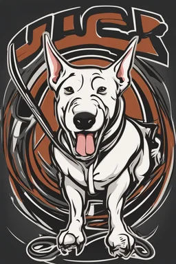 bull terrier hockey logo, thick lines, vector