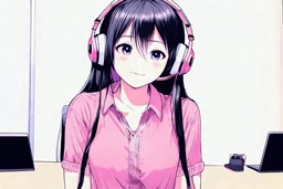 Manga girl listening to music