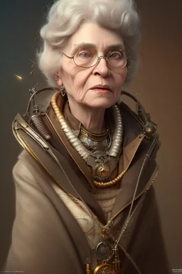 cute grandma steampunk, daylight, higly-detailed, soft light atmosphere，8k, artgerm, derek zabrocki, greg rutkowski, hdr，light effect，