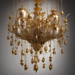 Apocrypha Chandelier with golden beetles hanging from it, in eclectic art style