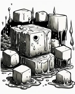 oozing slime cube black and white sketch art rpg