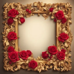 Golden frame baroque with red and roses