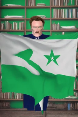 Conan O'Brien "Esperanto flag in background". Green-flag-with-white-star. Green flag in background