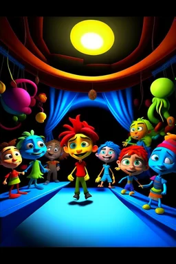 3D Avatar Design, "Playful, Cute, Colorful, Animated, Quirky, " "Unity, " "Puppet theate, " "Bright and vibrant lighting, " "Overhead camera angle, " "Cartoon rendering, " "By David Rodriguez"