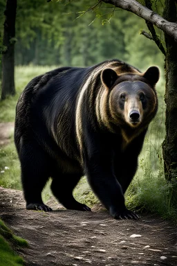 Bear and boar and rabbit hybrid animal, black, photograph