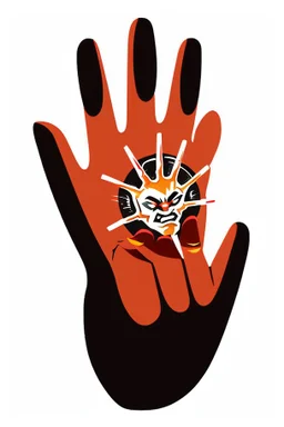 single hand in devil rock position, sticker logo vector art on white background, 4k