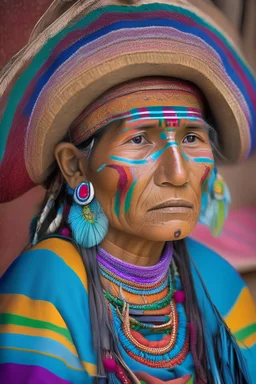 imagen de una persona de la cultura zoque de chiapas en colores solidos