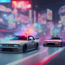 volumetric japan city environment and background, realistic pop-art illustration and highly detailed digital painting of illegal street drifting, ghost flames, inside a vibrant city, underground jdm scene, d1 grand prix, nissan, mitsubishi, otaku, neon, toyota, honda, subaru, highly detailed, money, high contrast, realistic shaded volumetric lighting, 8k, tokyo drift, reflective ground, octane render, smoke, burnout, vitality colours, colorful, uhd, blue fires, dk, hooning manga art by sam curry