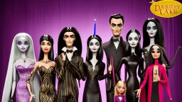 draw a birthday cake with logo number 23 or one candle 23 .Insanely detailed Addams Family movie still with Barbie dolls, art by tim burton