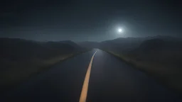 A (((long dark road))), at night, hyper detail, realistic, 8k