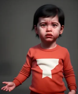 Pedro almodovar toddler, full body, dramatic lighting, hyper realistic