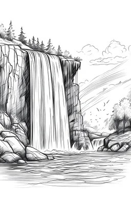 waterfall sketch with space