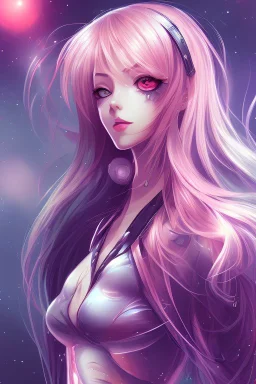 A striking beautiful anime girl in abstract background