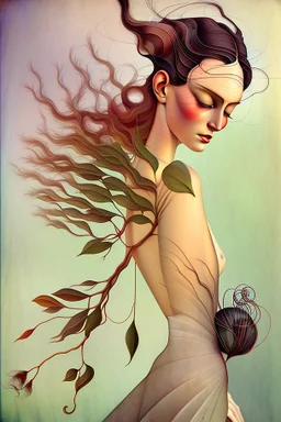 Streamline moderne woman windblown hair trees leaves carel weight Oxana dobrovolska catrin welz-stein andrea kowch andrea kurti art deco