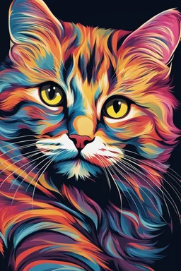 high quality, beautiful and fantastically designed silhouettes of colorful cat due to gravitational waves, beautifully designed wavelengths, very weak vibrations caused by fluctuations in the gravitational field of the universe, wave nature, stretching and compression, by yukisakura, awesome full color,