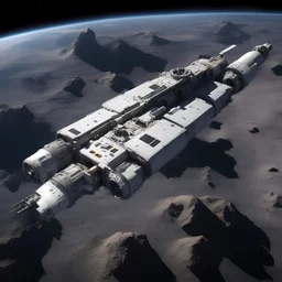 a top secret scientific space station hidden behind an asteroid