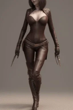 Evil woman in leather, voluptuous