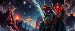 portrait of inter-galatic handsome power broker dynasty family , the first nation, witchcraft, cyberpunk village, sci-fi, strange chrome vessels, volume light from stars through clouds, goa trance poster