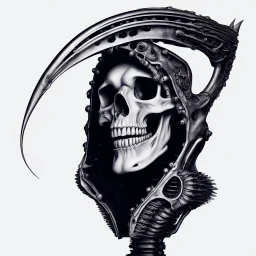 A MECHANICAL NON HUMAN SKULL AND PHALLIC SYMBOL DARK SLIMEY AND GIVING BIRTH SHARKS TEETH with a touch of H.R. Giger's biomechanical aesthetic. Hyperdetailed and rendered in 8k resolution, a true masterpiece. hyperdetailed intricately detailed Splash art action painting film noir photorealism psychedelic art telephoto lens aetherpunk horror post-apocalyptic VIVID IN COLOR