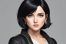 Monica Geller in 8k 2D anime artstyle, short black hair, close picture, intricate details, highly detailed, high details, detailed portrait, masterpiece,ultra detailed, ultra quality