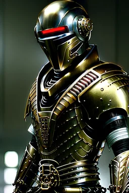Cybernetic samurai wearing biomechanical armor, photorealistic