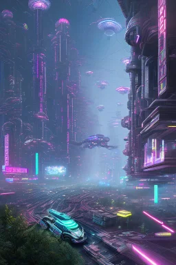 Create a detailed high-resolution depiction of a semi-realistic cyberpunk world where advanced technology seamlessly blends with gritty urban landscapes. Imagine a cityscape dominated by neon lights, towering skyscrapers, and holographic advertisements. In this dystopian future, cybernetic enhancements are widespread, and individuals sport a mix of futuristic implants and prosthetics that seamlessly integrate with their organic parts. Picture a protagonist navigating through the crowded streets