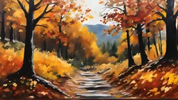 acrylic illustration, acrylic paint, oily sketch, Autumn