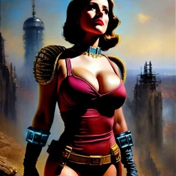 Drawing of beautiful face,'beautiful,Busty fit 'Piper Wright - Fallout 4 ',intense stare, ancient skintight armor, balanciaga fashion clothe painting by gaston bussiere, greg rutkowski, yoji shinkawa, yoshitaka amano, tsutomu nihei, donato giancola, tim hildebrandt Oil on canvas, cinematic composition, extreme detail,fit full head inside picture,16k