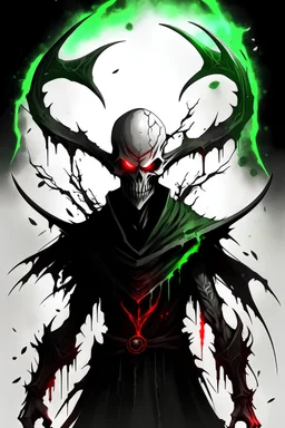male, necromancer, green eyes, skull mask