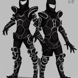 cyber ninja, black metal armor, futuristic suit, imperious, 8k resolution concept art