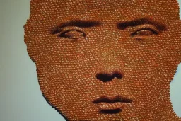 Single Human face made out of 1000 pennies