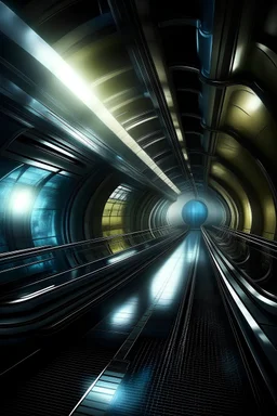 view of a futuristic Paris in a underground way