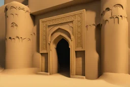 a gothic_arab gate in a cerussite wall