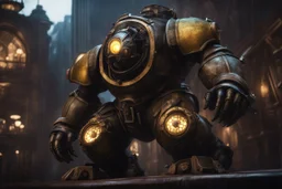 Big Daddy in bioshock model with 8k solo leveling shadow artstyle, orisa them, full body, intricate details, highly detailed, high details, detailed portrait, masterpiece,ultra detailed, ultra quality