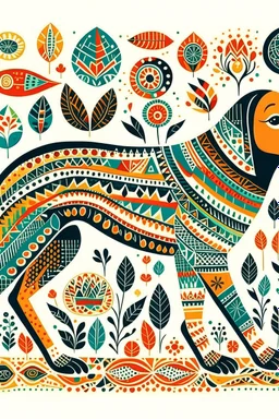 South African Folk Art Dog illustration